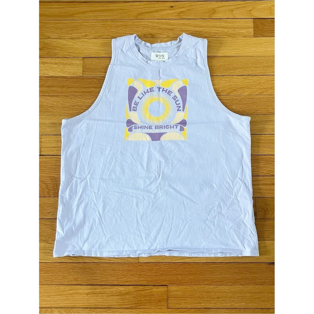 WVN Purple Sun Sunshine Hippie Boho Summer Organic Cotton Tank XL Extra Large